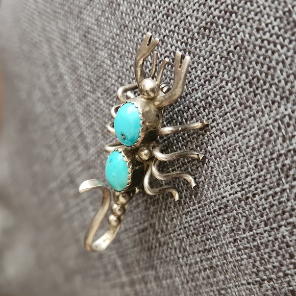 Cool Vintage Native American Navajo Turquoise & Sterling Scorpion Pin/Pendant 🦂 - Picture 3 of 12